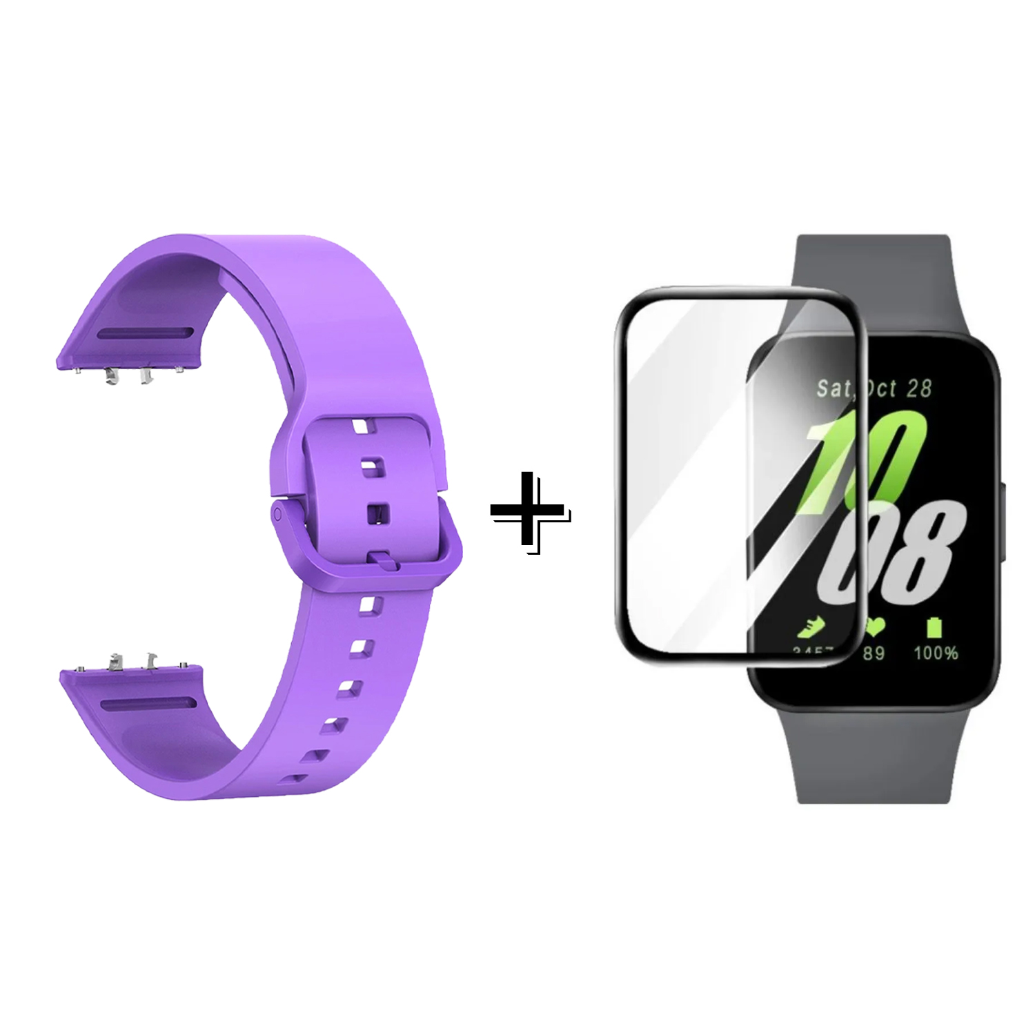 Forzacase Samsung Galaxy Fit 3 ile uyumlu Silikon Kordon Kayış + Ekran Koruma Filmi - FC440