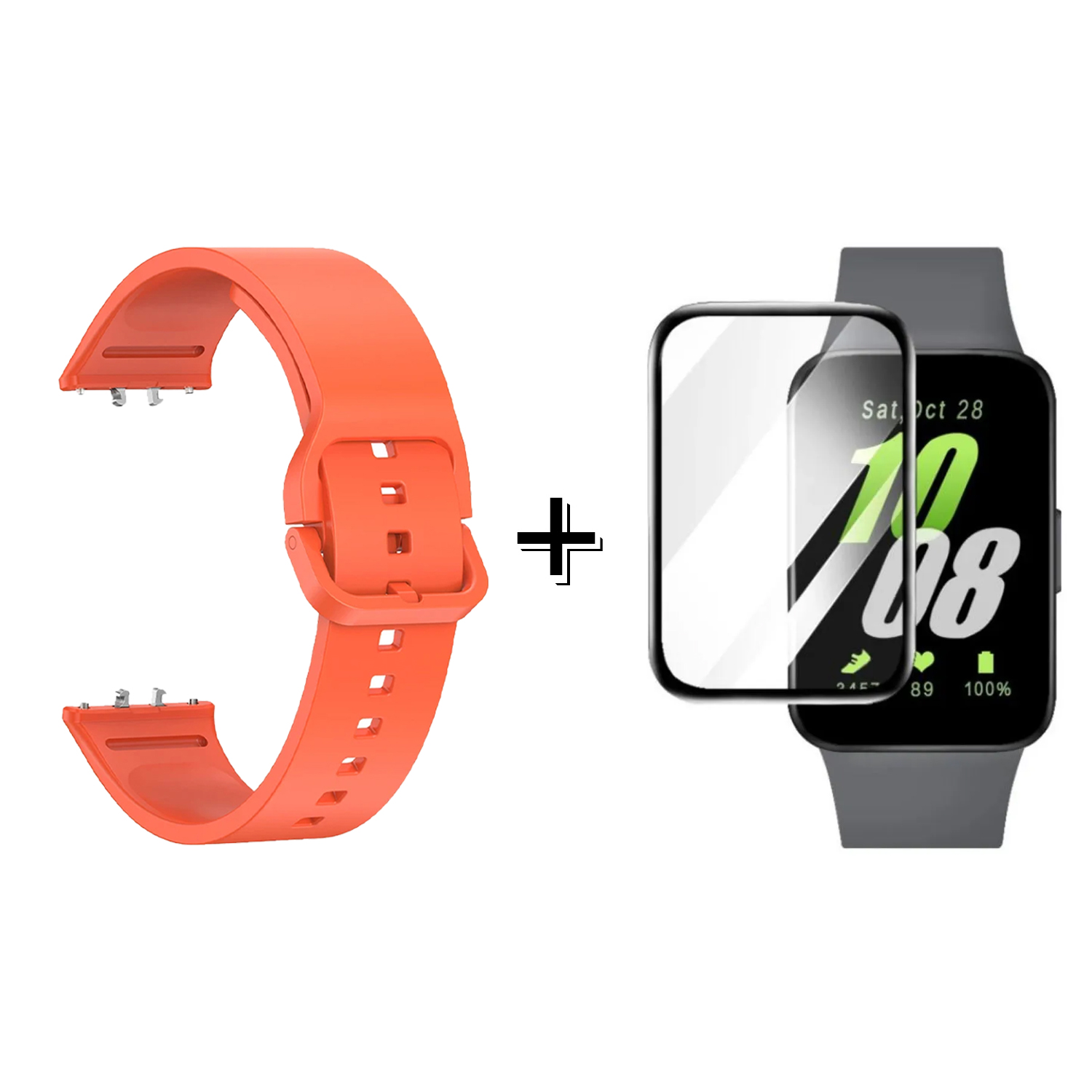 Forzacase Samsung Galaxy Fit 3 ile uyumlu Silikon Kordon Kayış + Ekran Koruma Filmi - FC440