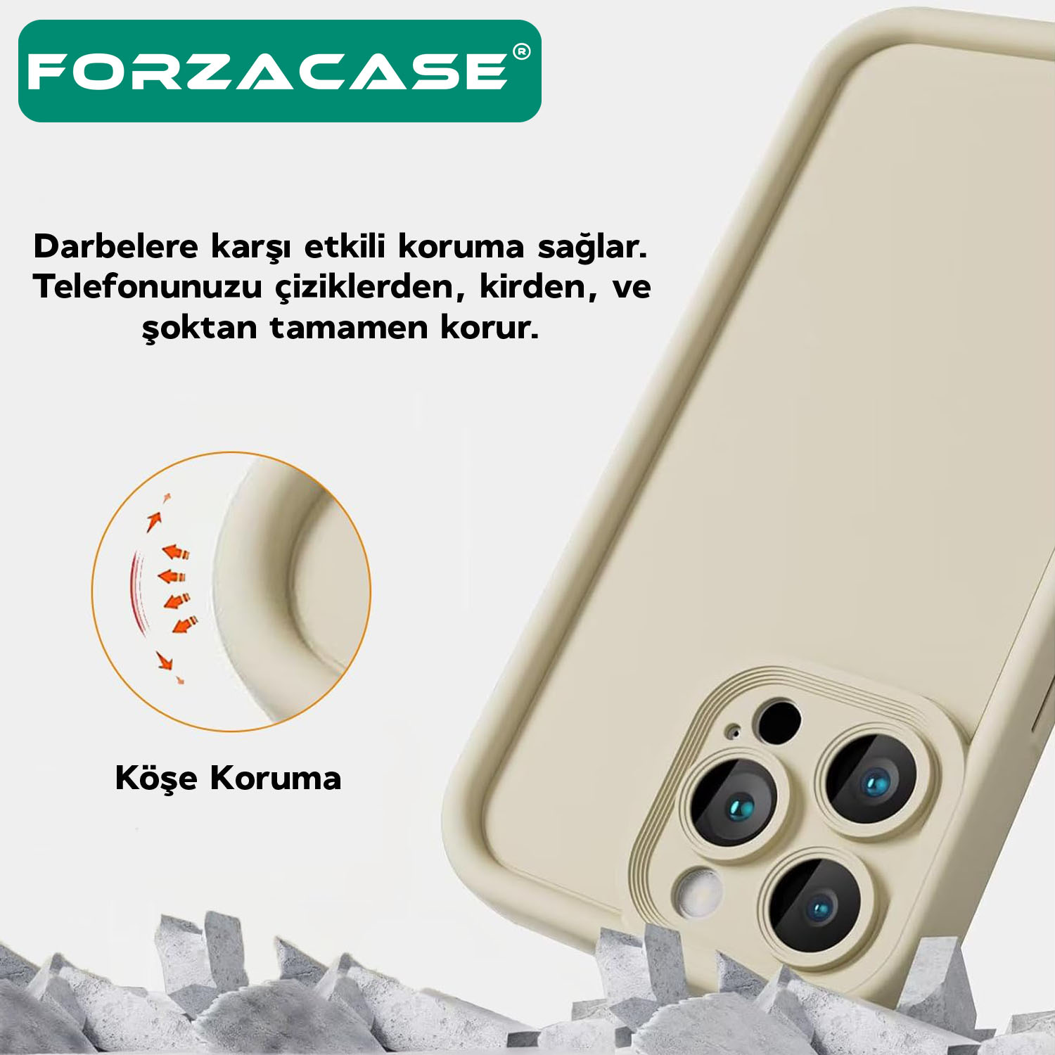 Forzacase iPhone 15 Pro uyumlu Flex Serisi Kamera Korumalı Darbeye Dayanıklı Silikon Kılıf