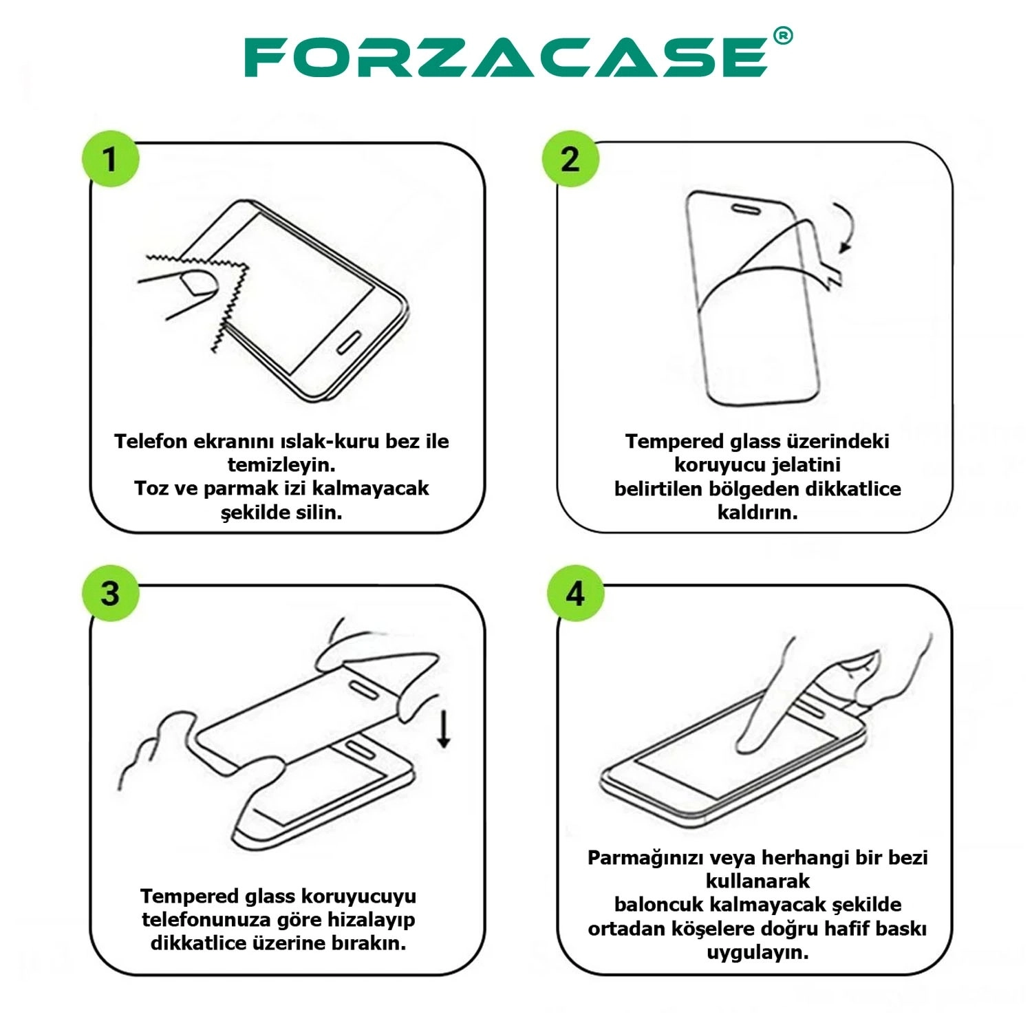 Forzacase iPhone 18 Pro ile uyumlu Temperli Kırılmaz Cam Ekran Koruyucu - FC002