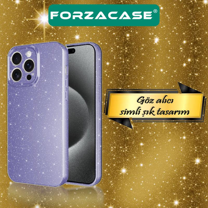 Forzacase iPhone 13 uyumlu Glare Serisi Kamera Korumalı Simli Silikon Kılıf