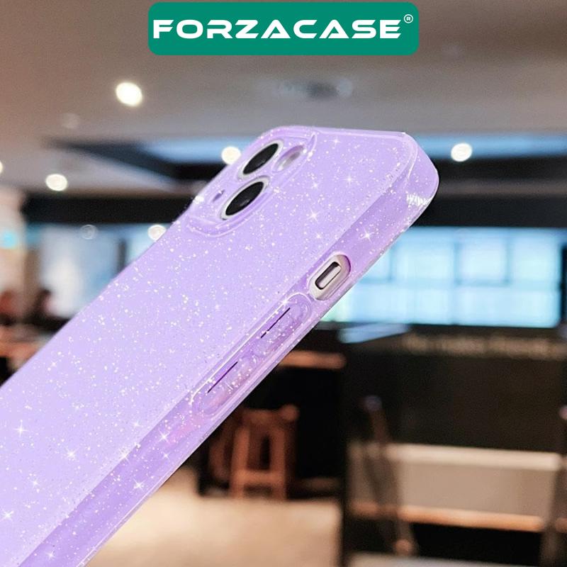 Forzacase iPhone 15 uyumlu Glare Serisi Kamera Korumalı Simli Silikon Kılıf