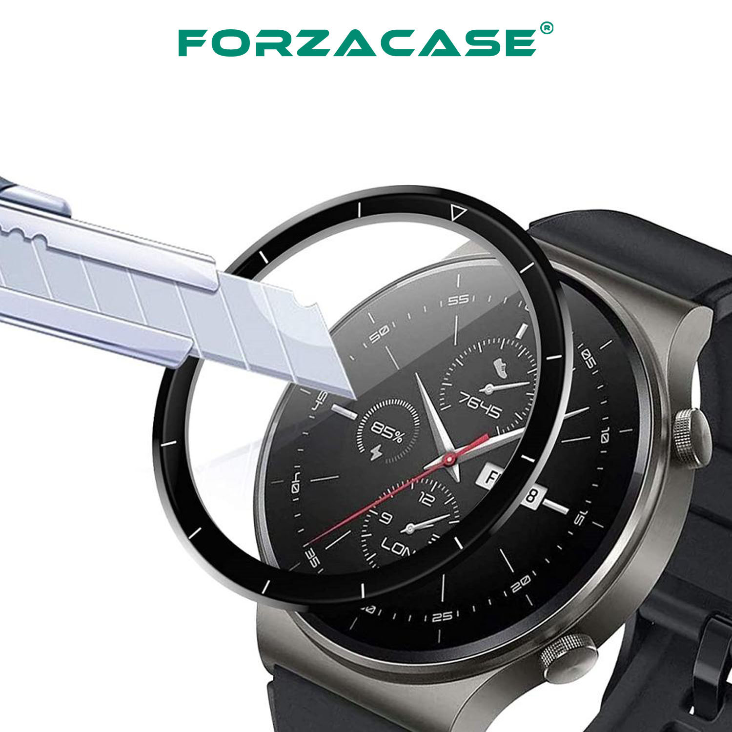 Forzacase Huawei Watch GT 2 Pro 46mm için Çerçeveli Tam Kaplayan 3D Pet Ekran Koruyucu Film - FC016