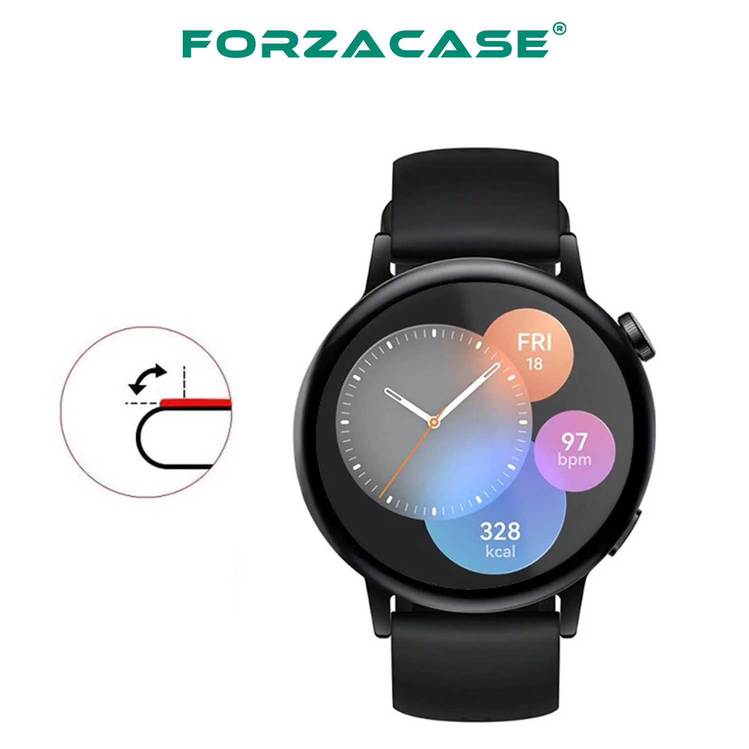 Forzacase Huawei Watch GT 3 42mm için Çerçeveli Tam Kaplayan 3D Pet Ekran Koruyucu Film - FC016
