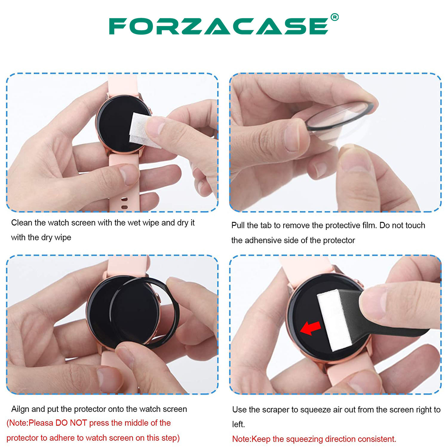 Forzacase Huawei Watch GT 3 42mm için Çerçeveli Tam Kaplayan 3D Pet Ekran Koruyucu Film - FC016