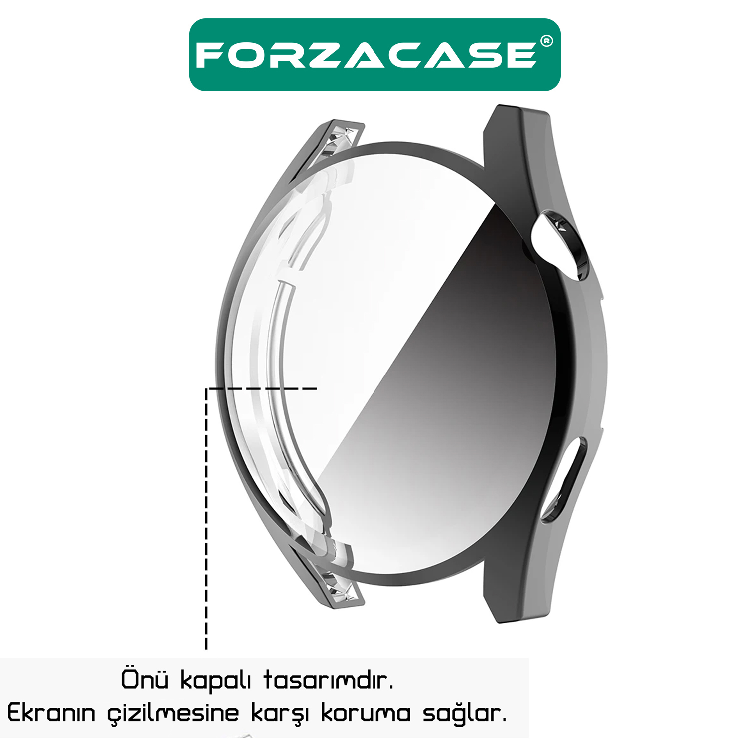 Forzacase Huawei Watch GT 3 46mm ile uyumlu Önü Kapalı Ekran Korumalı Silikon Kılıf - FC010