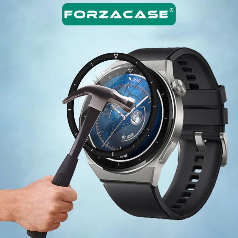 Forzacase Huawei Watch GT3 Pro 46mm için Cırtlı Hasır Kumaş Kordon Kayış + Ekran Koruma Filmi FC153