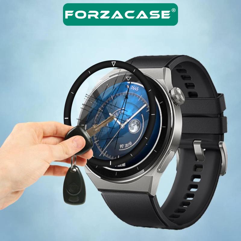Forzacase Huawei Watch GT3 Pro 46 mm için Çerçeveli Tam Kaplayan 3D Pet Ekran Koruyucu Film - FC016
