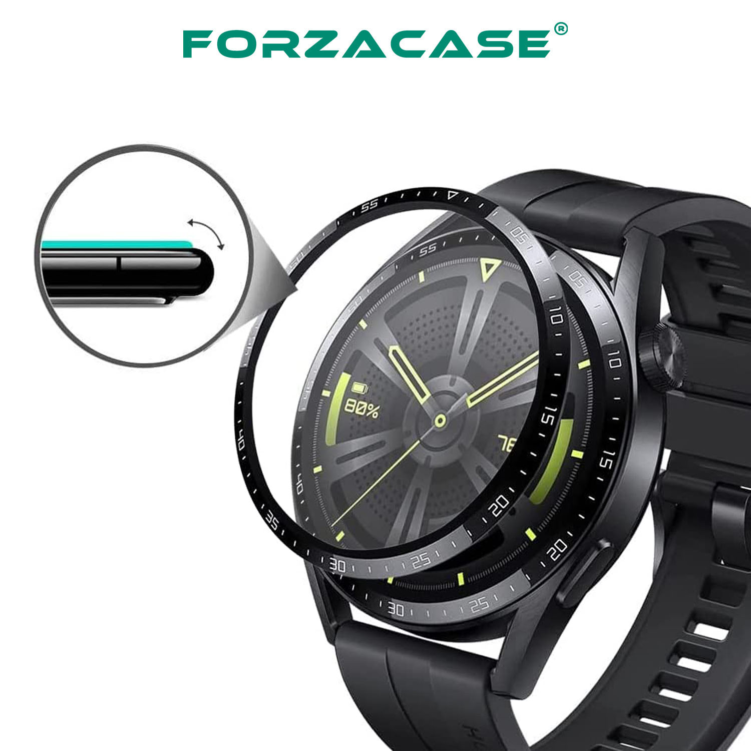Forzacase Huawei Watch GT 4 46mm için Çerçeveli Tam Kaplayan 3D Pet Ekran Koruyucu Film - FC016