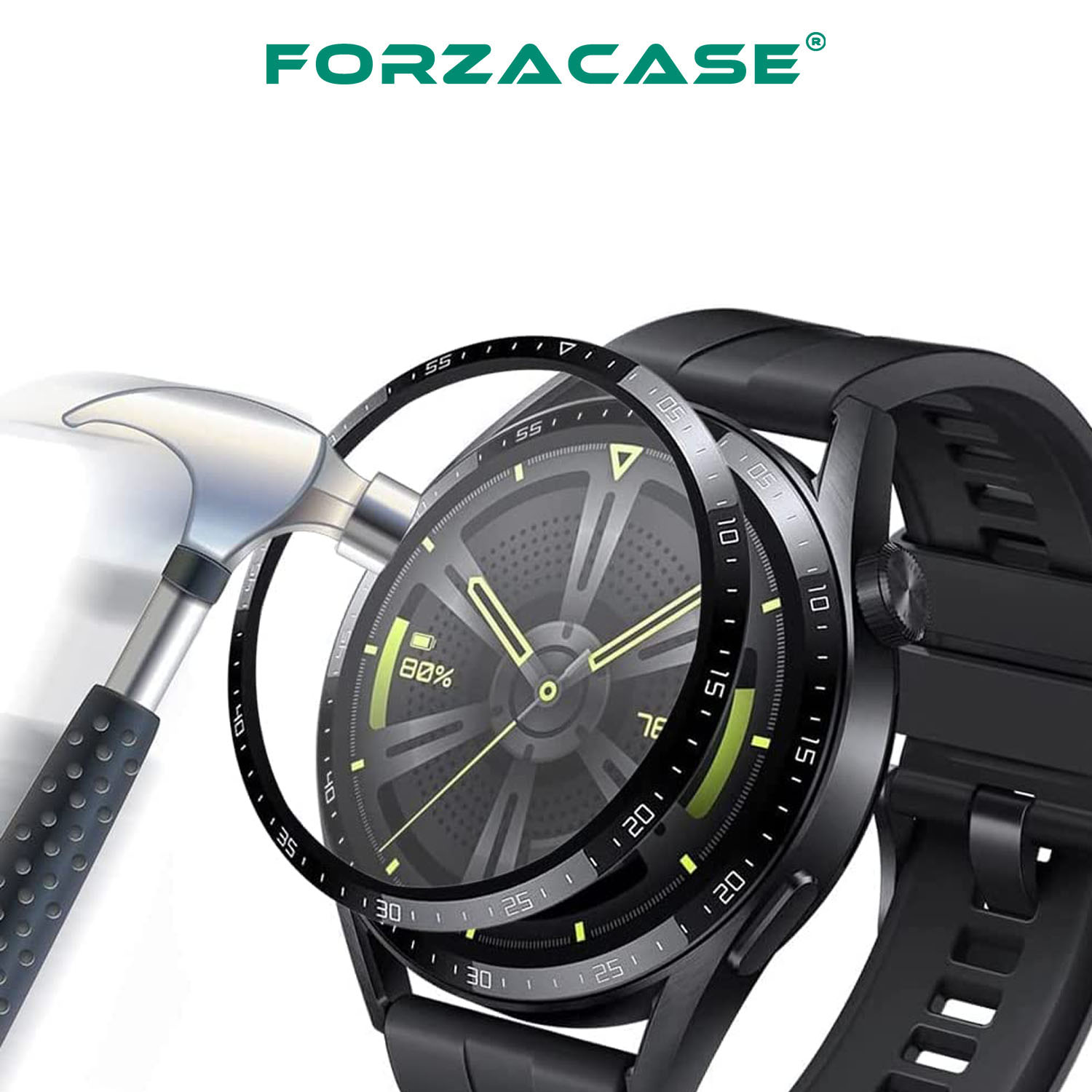 Forzacase Huawei Watch GT 4 46mm için Çerçeveli Tam Kaplayan 3D Pet Ekran Koruyucu Film - FC016