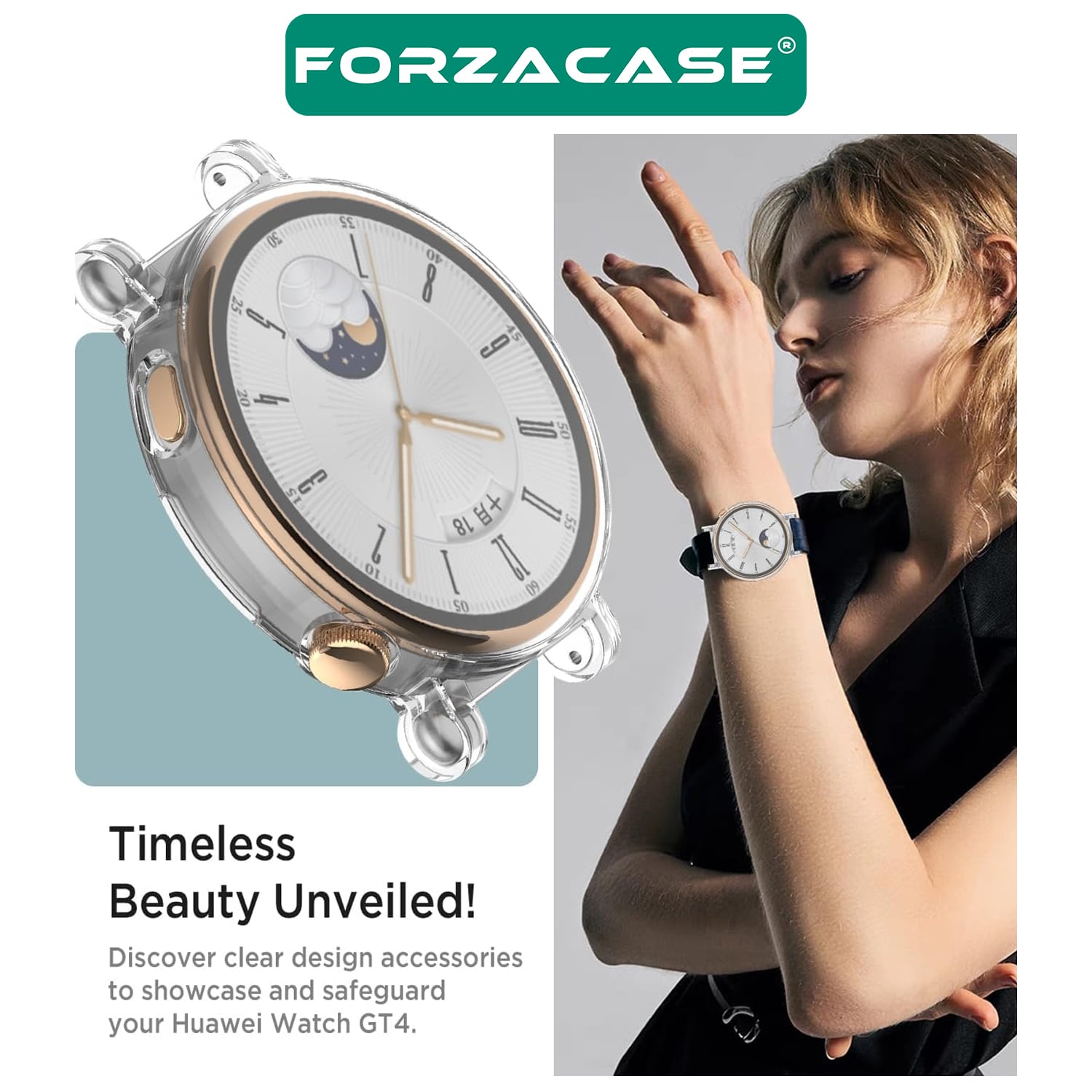 Forzacase Huawei Watch GT5 41mm ile uyumlu Önü Kapalı Ekran Korumalı Silikon Kılıf - FC010
