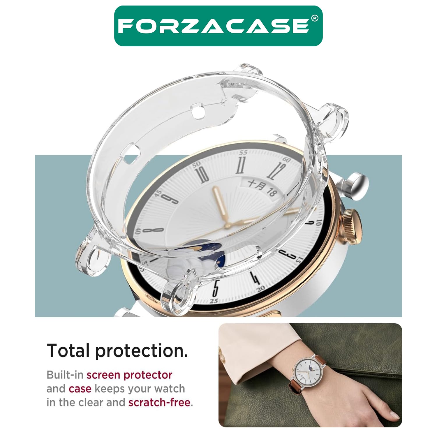 Forzacase Huawei Watch GT5 41mm ile uyumlu Önü Kapalı Ekran Korumalı Silikon Kılıf - FC010