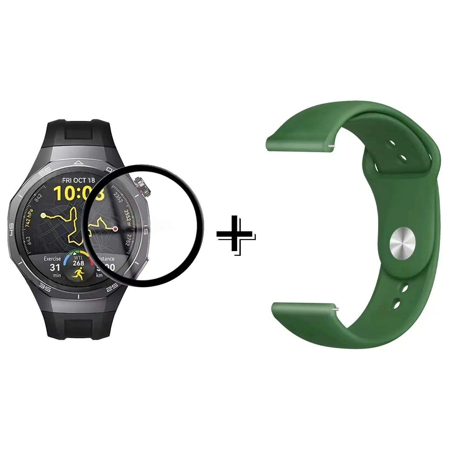 Forzacase Huawei Watch GT5 Pro 46mm ile uyumlu Silikon Kordon Kayış + Ekran Koruma Filmi - FC875