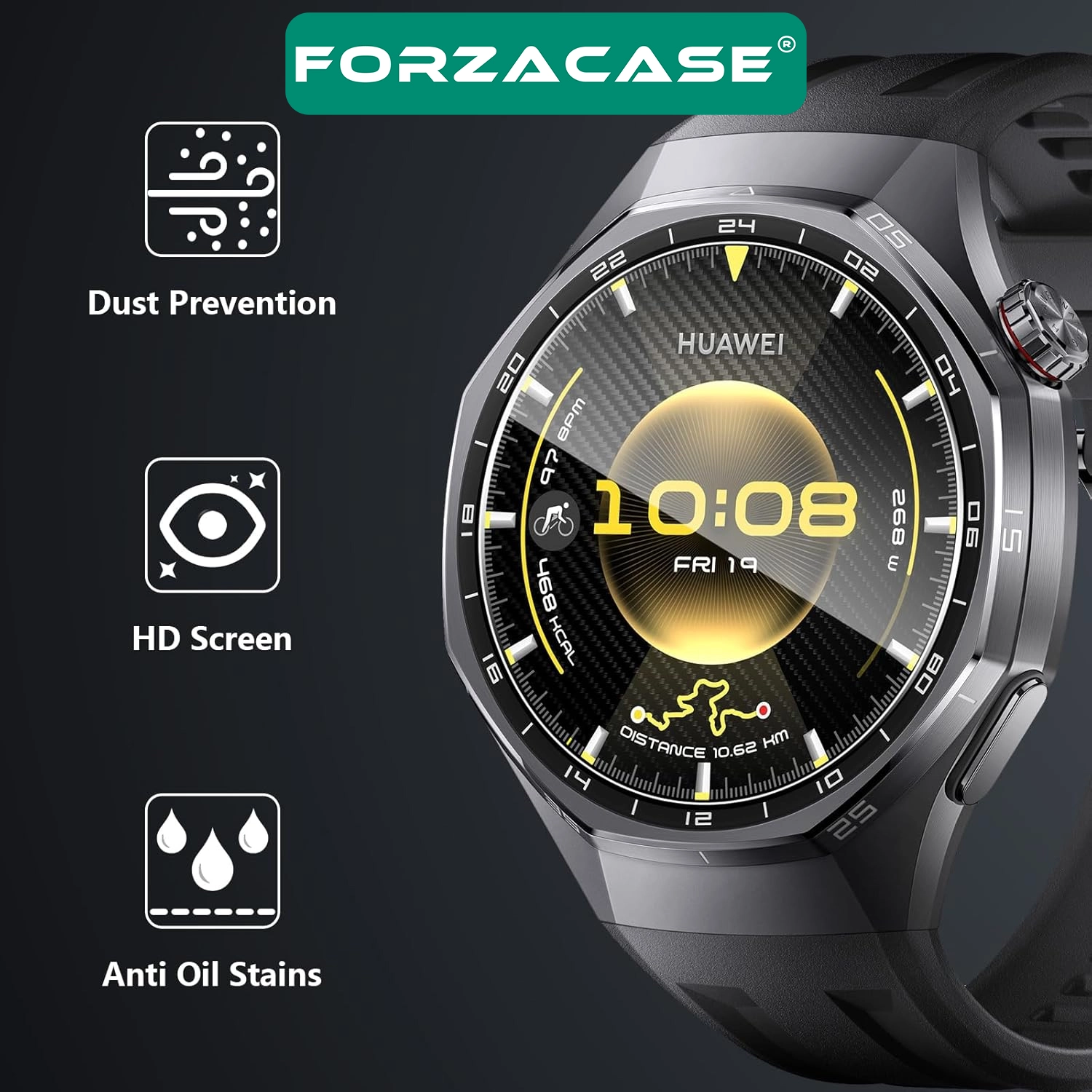 Forzacase Huawei Watch GT6 46mm ile uyumlu Temperli Kırılmaz Cam Ekran Koruyucu - FC861