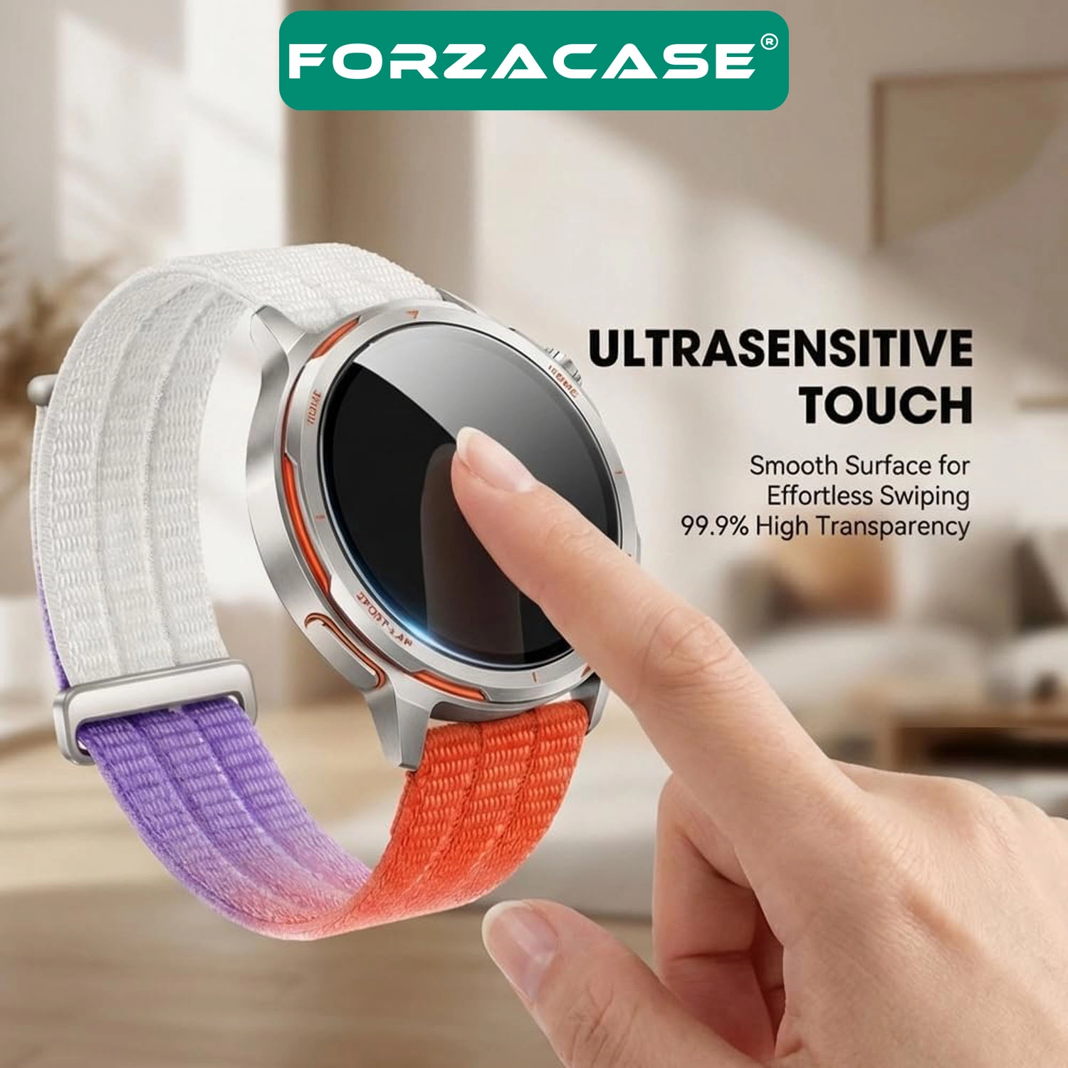Forzacase Huawei Watch GT Runner 2 uyumlu Çerçeveli Tam Kaplayan 3D Pet Ekran Koruyucu Film - FC016