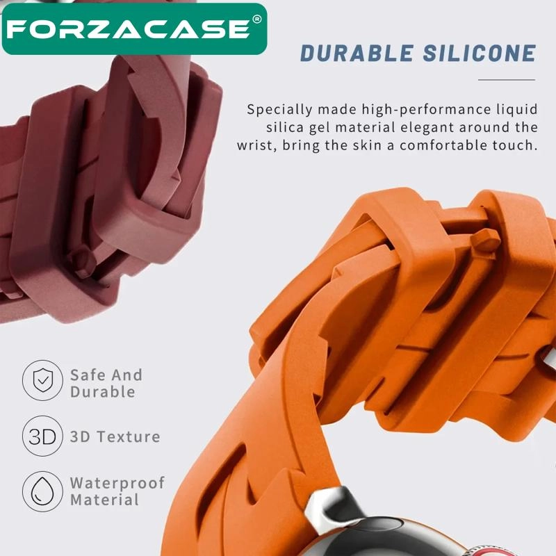 Forzacase Apple Watch 11 Series 46mm ile uyumlu Hermes Silikon Kordon Kayış - FC379