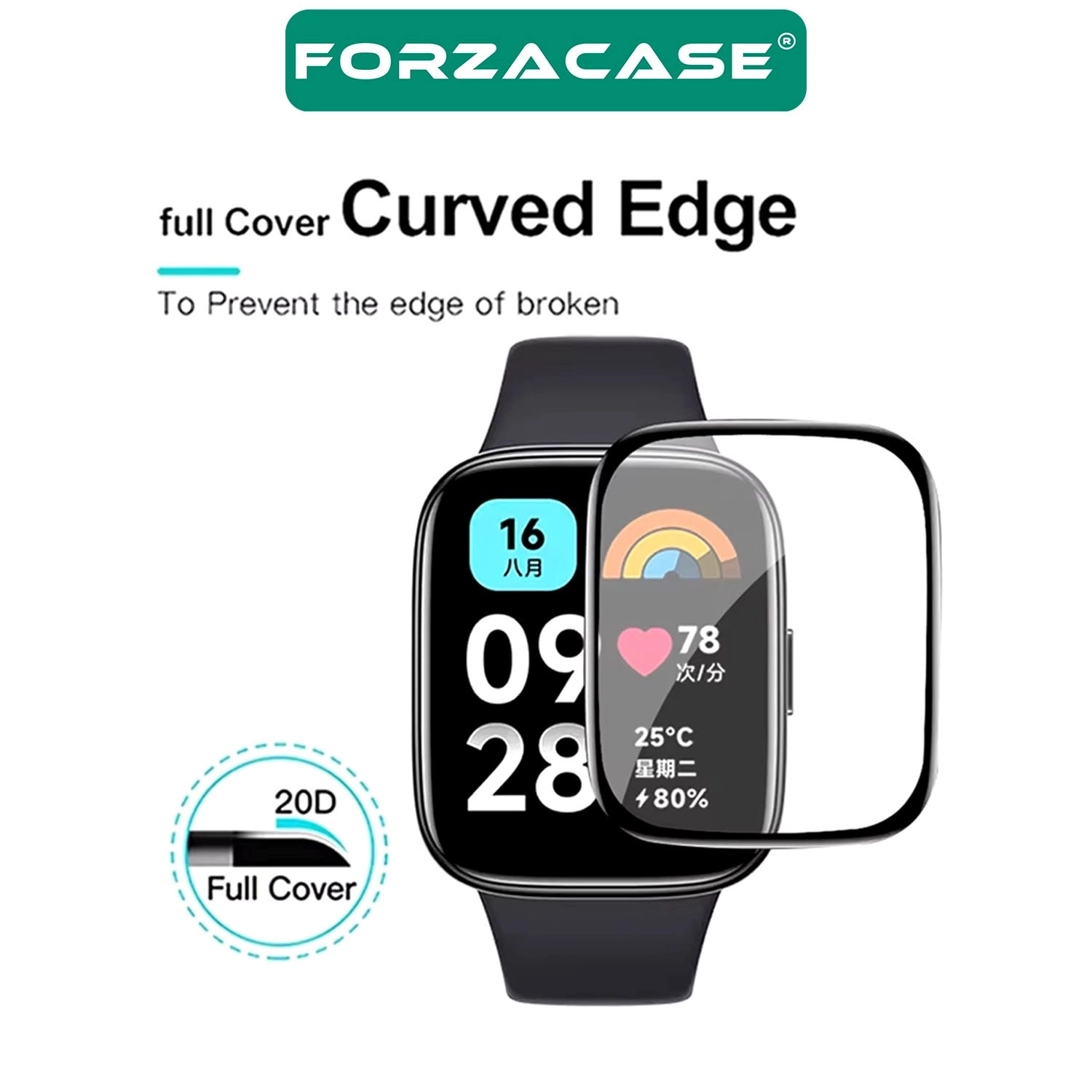 Forzacase Honor Choice Watch 2 Pro uyumlu Çerçeveli Tam Kaplayan 3D Pet Ekran Koruyucu Film - FC016