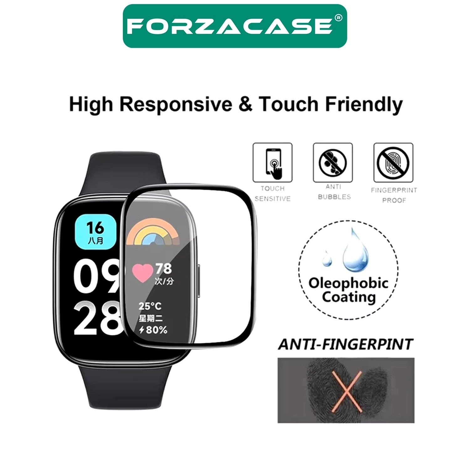 Forzacase Honor Choice Watch 2 Pro uyumlu Çerçeveli Tam Kaplayan 3D Pet Ekran Koruyucu Film - FC016