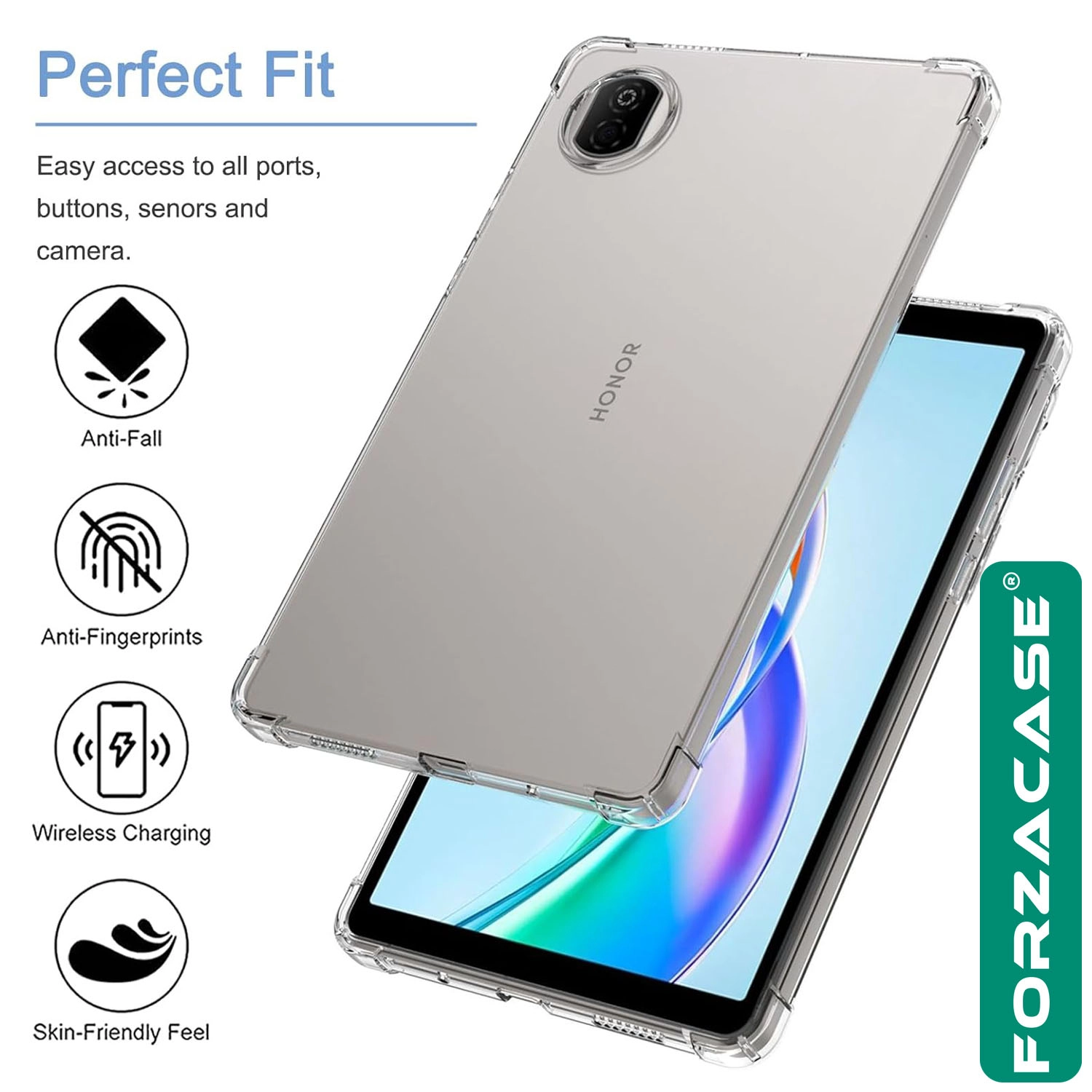 Forzacase Honor Pad X7 8.7 inch ile uyumlu Anti Shock Silikon Kılıf Şeffaf - FC014