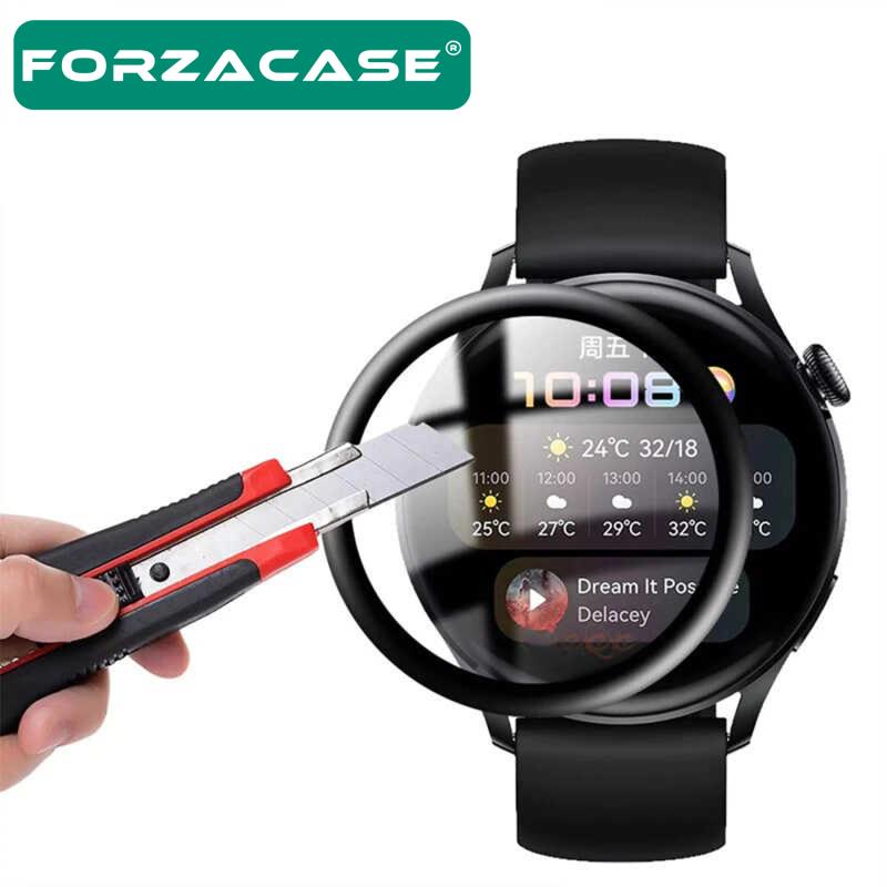 Forzacase Huawei Watch 3 için Çerçeveli Tam Kaplayan 3D Pet Ekran Koruyucu Film - FC016