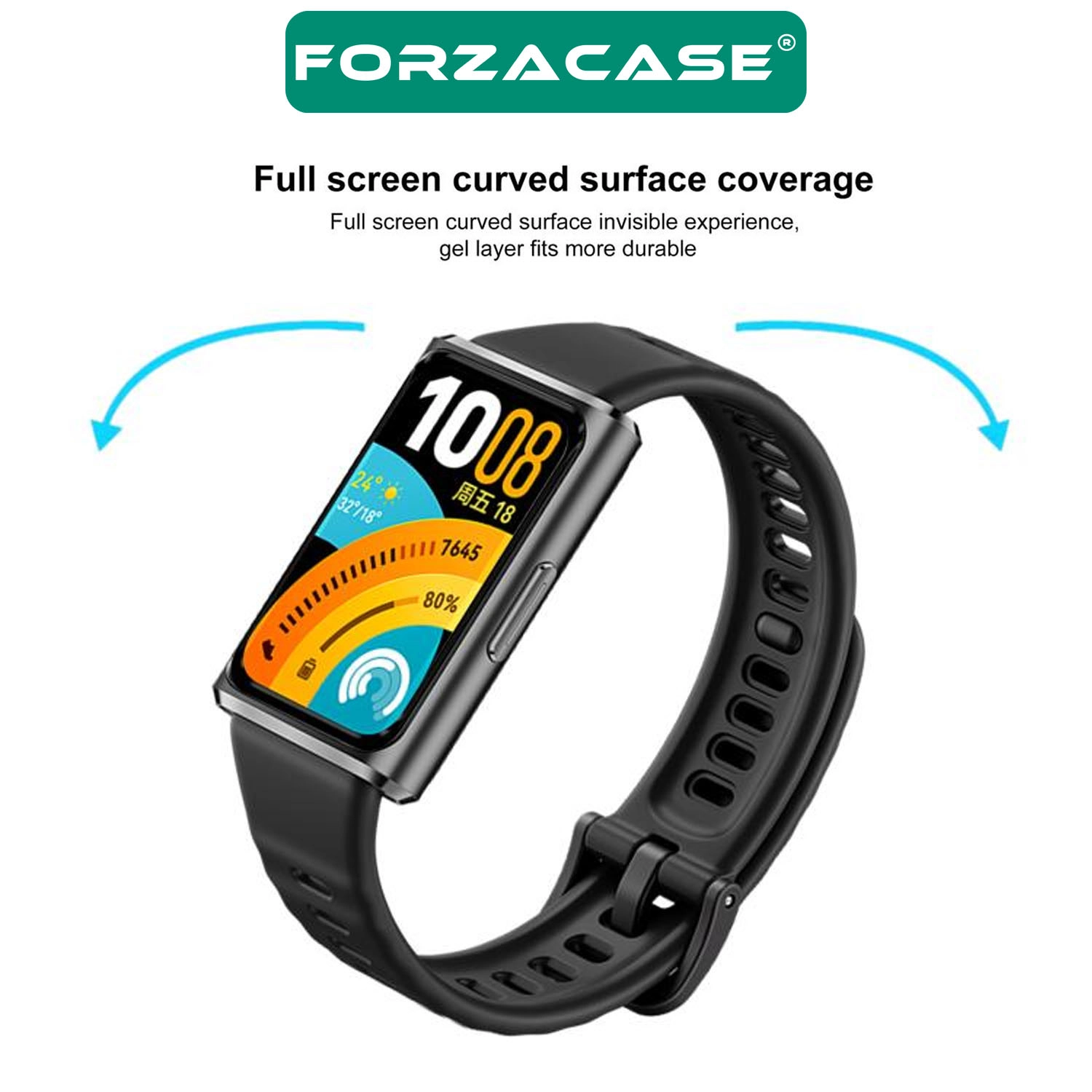 Forzacase Huawei Band 11 Pro ile uyumlu Çerçeveli Tam Kaplayan 3D Pet Ekran Koruyucu Film - FC016
