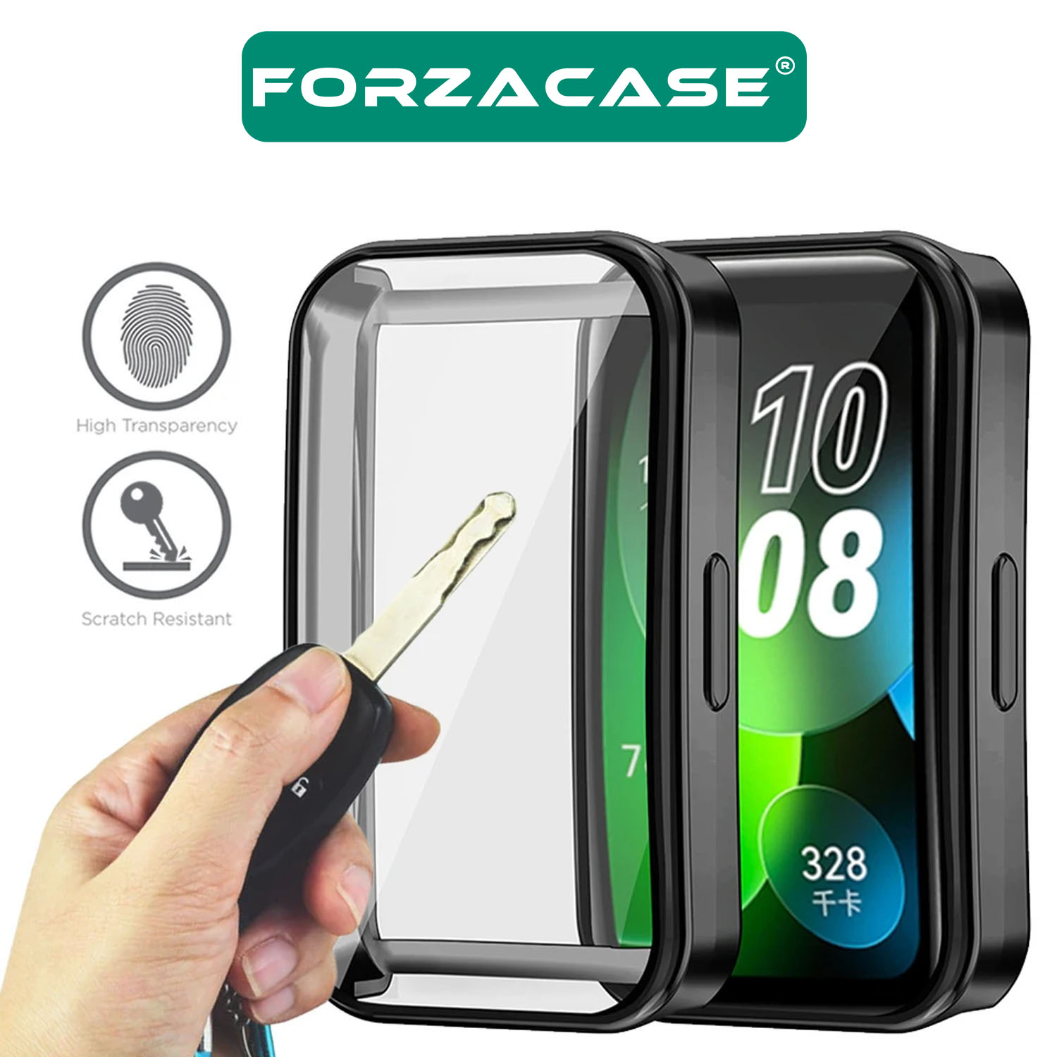 Forzacase Huawei Band 8 ile uyumlu Önü Kapalı Ekran Korumalı Silikon Kılıf - FC010