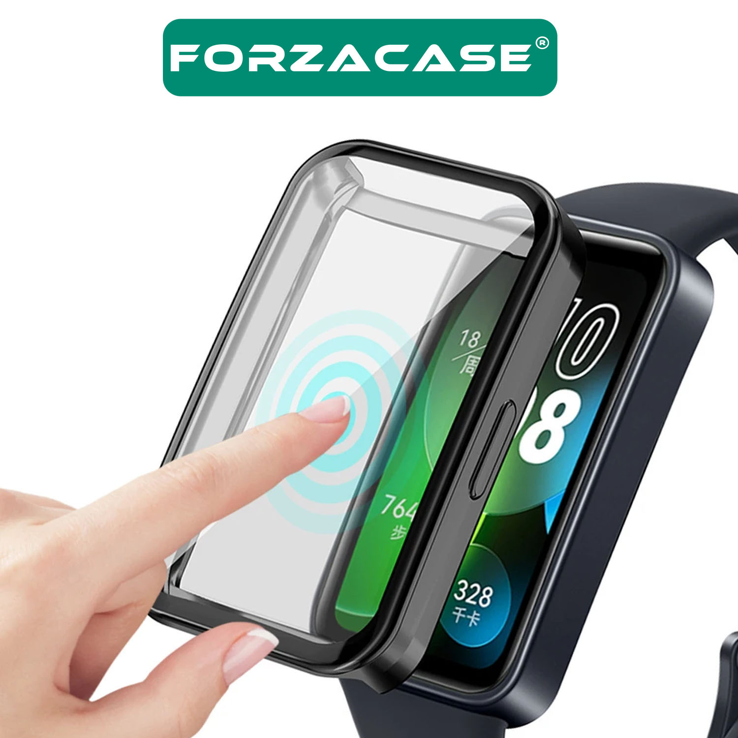 Forzacase Huawei Band 8 ile uyumlu Önü Kapalı Ekran Korumalı Silikon Kılıf - FC010
