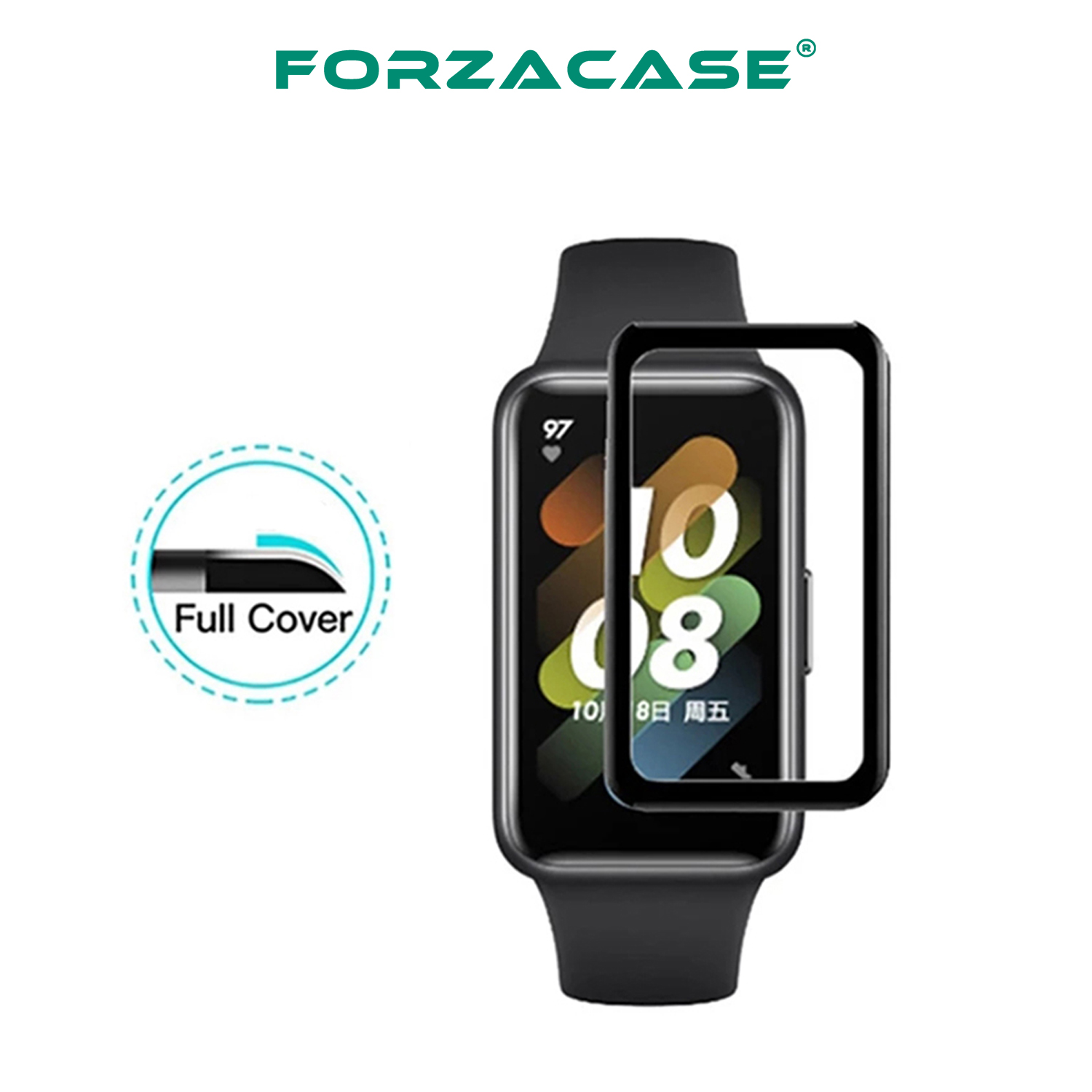 Forzacase Huawei Band 8 ile uyumlu Çerçeveli Tam Kaplayan 3D Pet Ekran Koruyucu Film - FC016