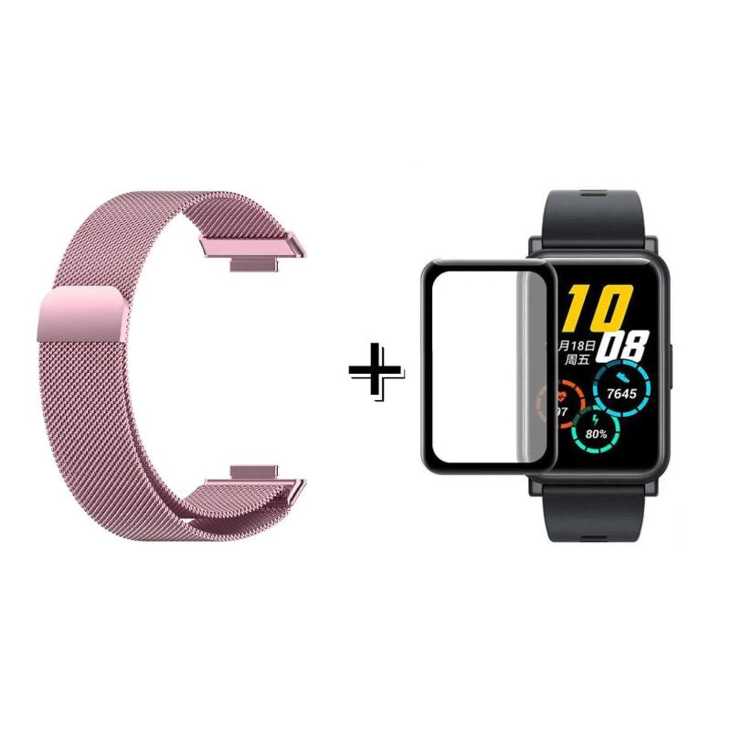 Forzacase Huawei Watch Fit 2 için Metal Mıknatıslı Kordon Kayış + Ekran Koruyucu Film - FC297