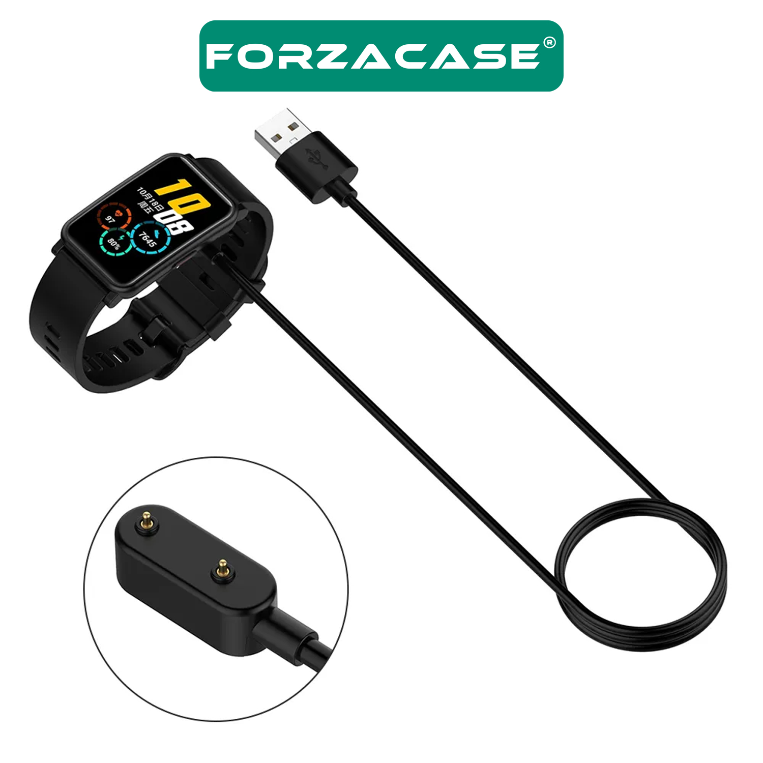 Forzacase Huawei Band 6 / Band 7 / Watch Fit 2 ile uyumlu USB Manyetik Şarj Kablosu 1 metre - FC017