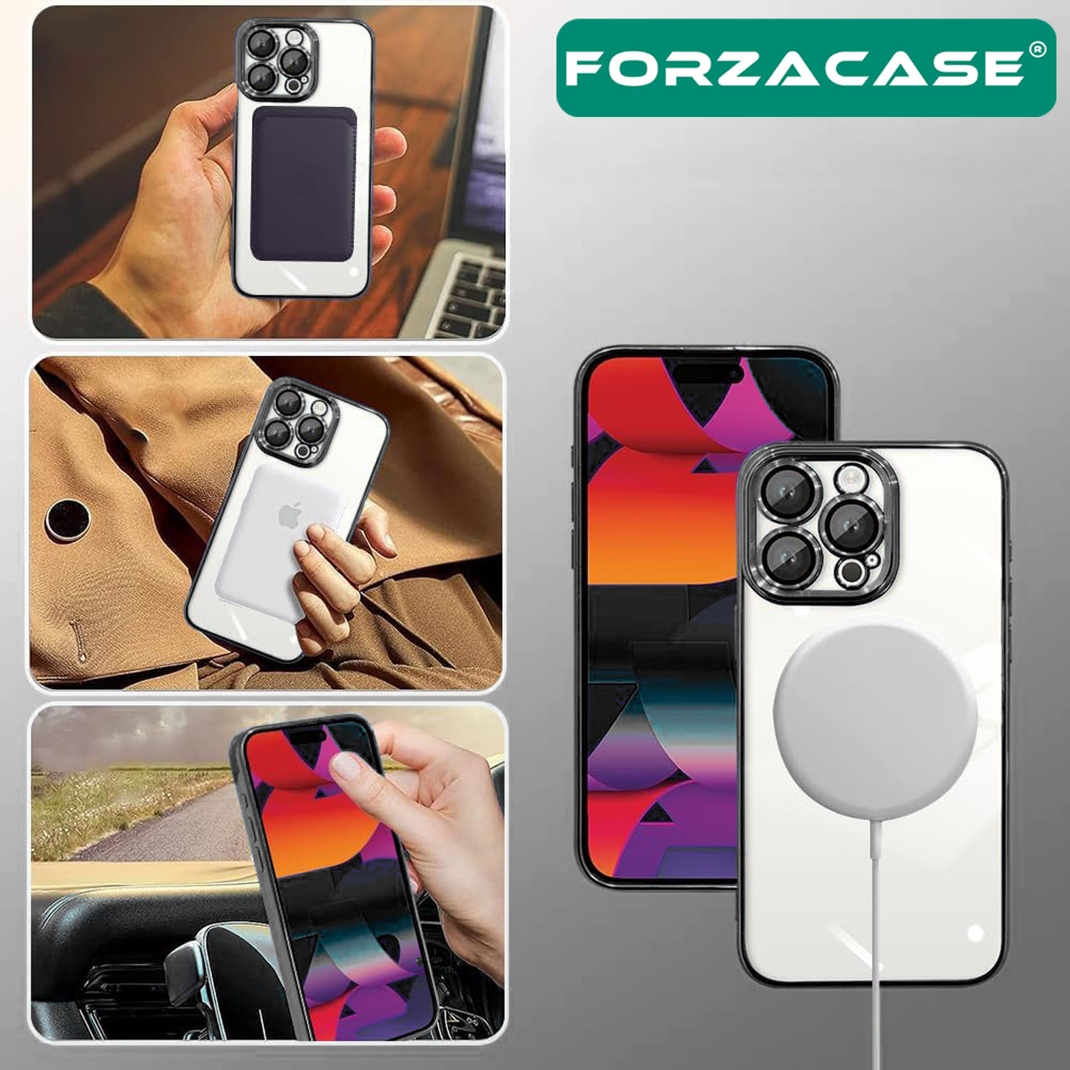 Forzacase iPhone 16 ile uyumlu Vision Serisi Magsafe Wireless Şarj Özellikli Silikon Kılıf