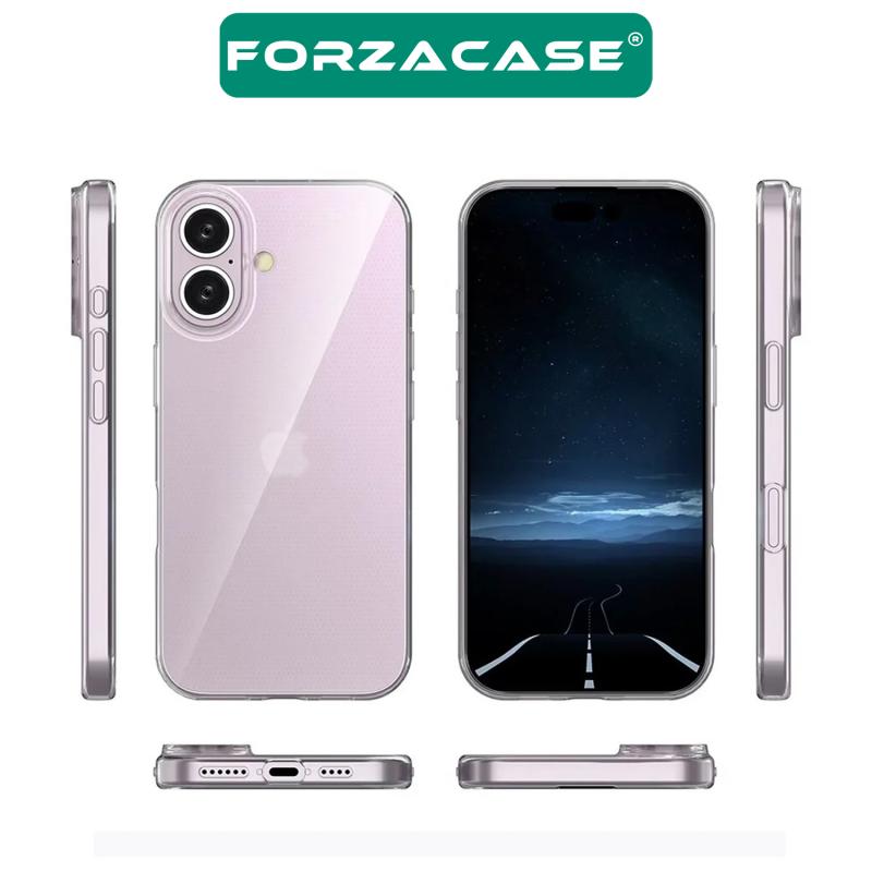 Forzacase iPhone 16 Plus ile uyumlu Clean Serisi İnce Tasarım Sert Plastik Şeffaf Kılıf