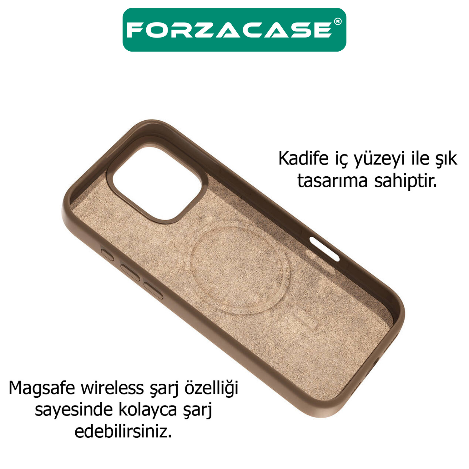 Forzacase iPhone 16 ile uyumlu Velvet Serisi İçi Kadife Magsafe Şarj Özellikli Silikon Kılıf