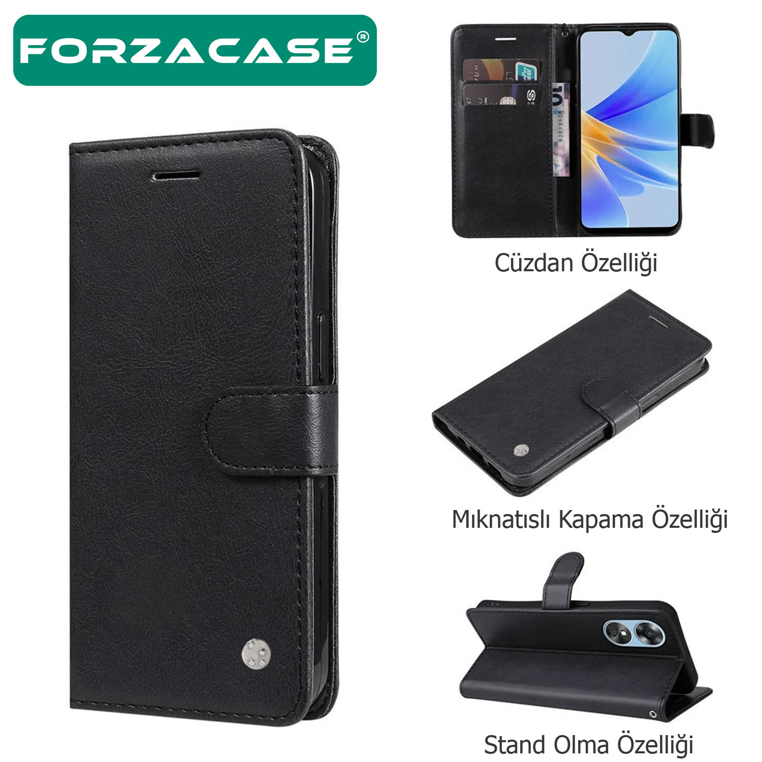 Forzacase Samsung Galaxy S22 uyumlu Klasik Serisi Mıknatıs Kapaklı Standlı Cüzdan Kılıf