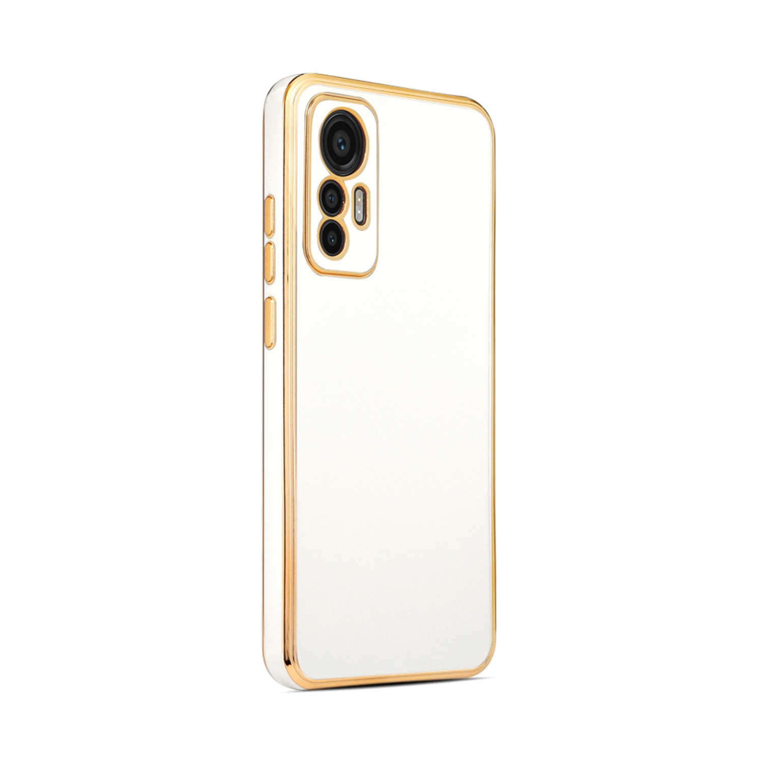 Forzacase Xiaomi Mi 12 Lite uyumlu Luxury Serisi Altın Çerçeveli Silikon Kılıf