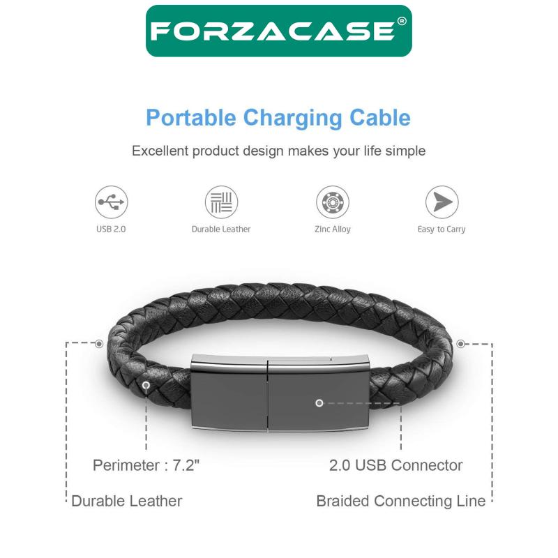 Forzacase USB to Micro Usb Deri Bileklik Şarj Data Kablosu PD 66W - FC347