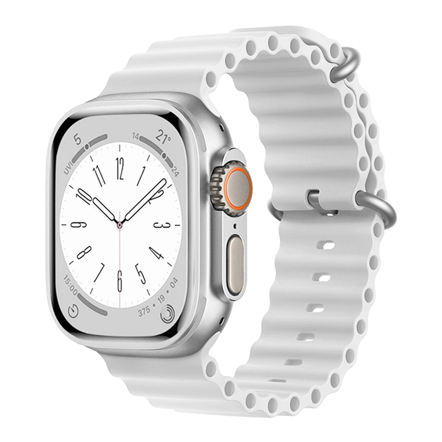 Forzacase Apple Watch 12 42mm için Oluklu Ocean Silikon Kordon Kayış - FC006