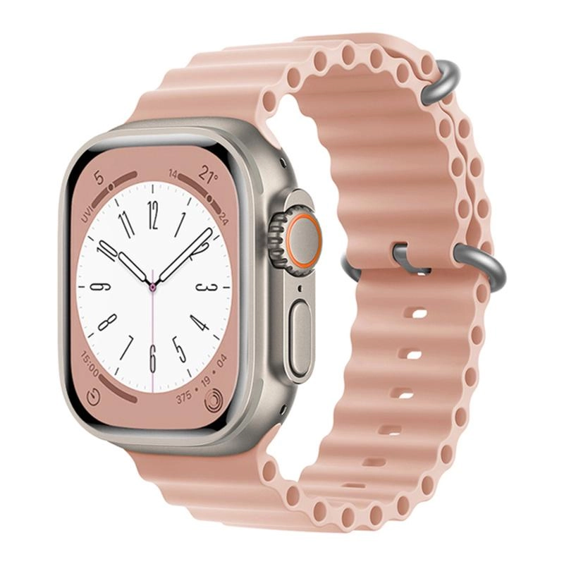 Forzacase Apple Watch SE 3 44mm ile uyumlu Oluklu Ocean Silikon Kordon Kayış - FC007