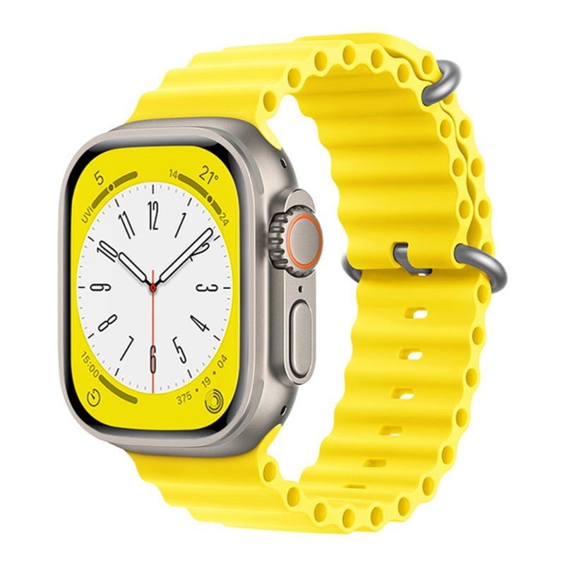 Forzacase Apple Watch 12 46mm ile uyumlu Oluklu Ocean Silikon Kordon Kayış - FC007