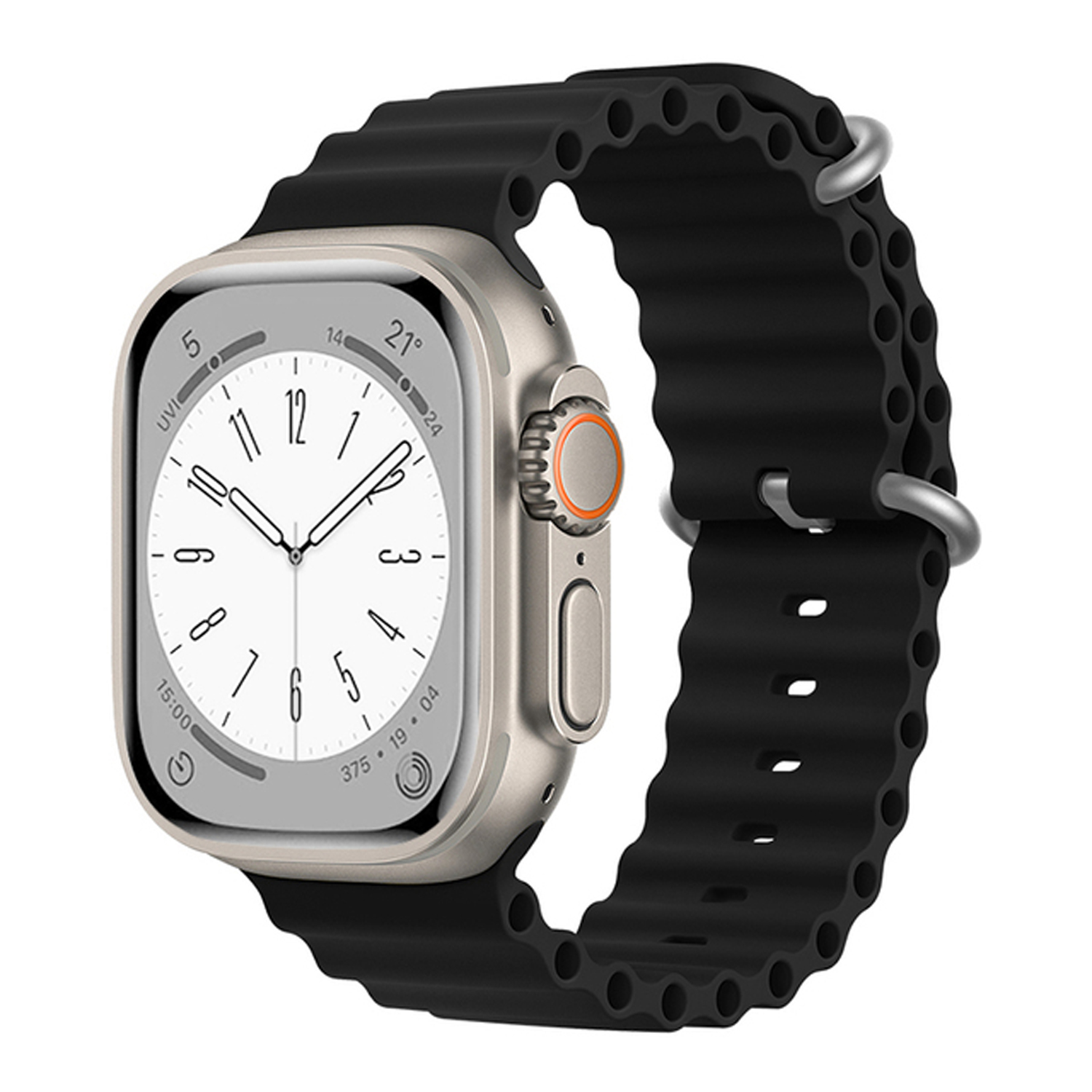 Forzacase Apple Watch 9 41mm için Oluklu Ocean Silikon Kordon Kayış - FC006