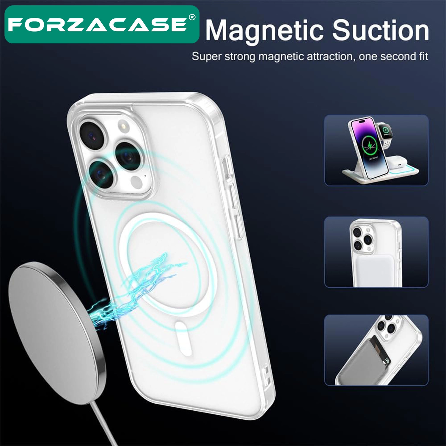 Forzacase Samsung Galaxy S25 Ultra uyumlu ClearMag Serisi Magsafe Özellikli Kristal Sert PC Kılıf