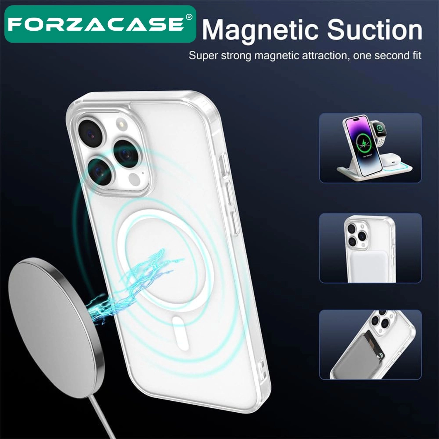Forzacase Tecno Camon 50 Pro ile uyumlu ClearMag Serisi Magsafe Özellikli Kristal Şeffaf Sert Kılıf