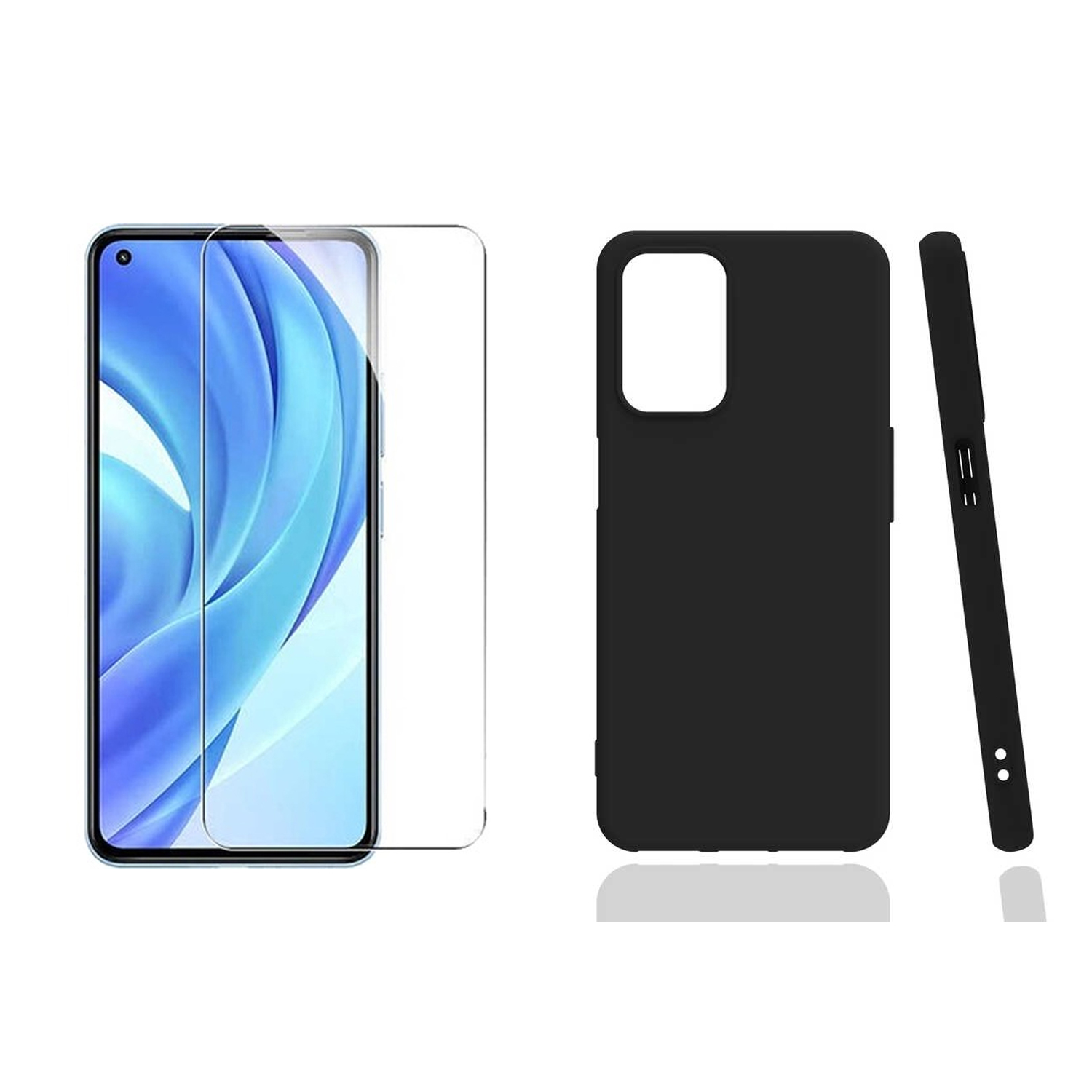 Forzacase Oppo A55 ile uyumlu Maxim Serisi Mat Silikon Kılıf + Temperli Cam Ekran Koruyucu