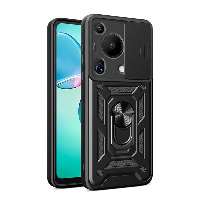 Forzacase Huawei Pura 70 Ultra uyumlu Ares Serisi Yüzük Standlı Kamera Korumalı Sürgülü Sert Kılıf