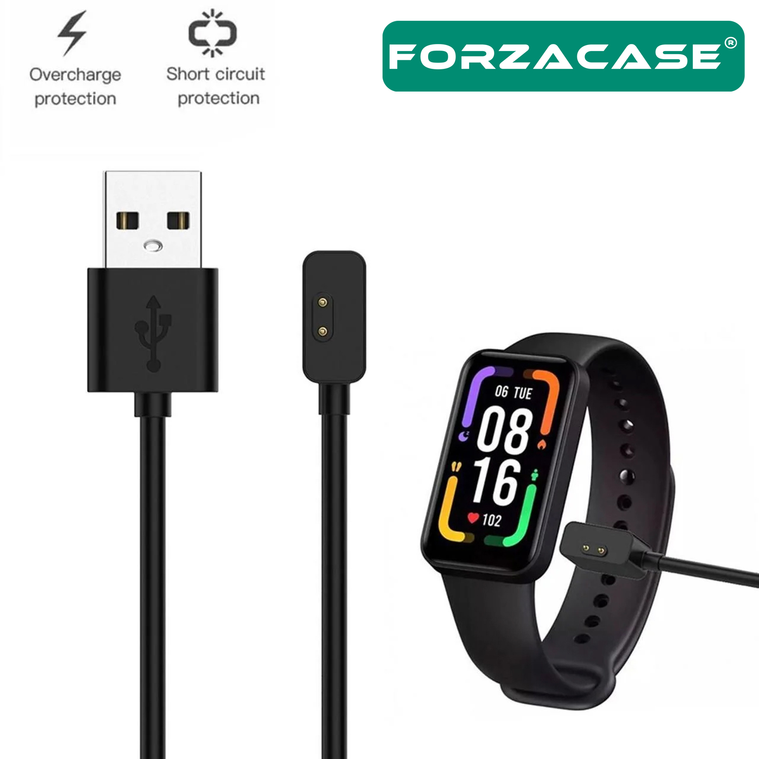 Forzacase Xiaomi Redmi Watch 2 / 2 Lite / 3 / Poco Watch USB Manyetik Şarj Kablosu 55 cm - FC017