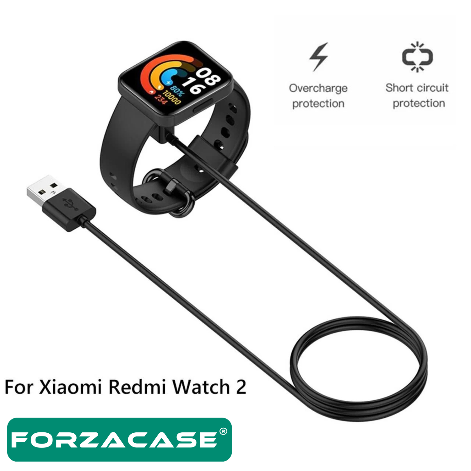 Forzacase Xiaomi Redmi Watch 2 / 2 Lite / 3 / Poco Watch USB Manyetik Şarj Kablosu 55 cm - FC017