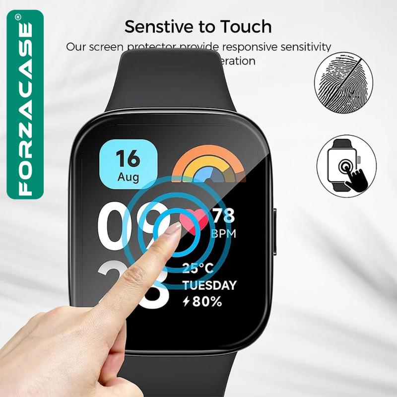 Forzacase Xiaomi Redmi Watch 3 Active için Çerçeveli Tam Kaplayan 3D Pet Ekran Koruyucu Film - FC016