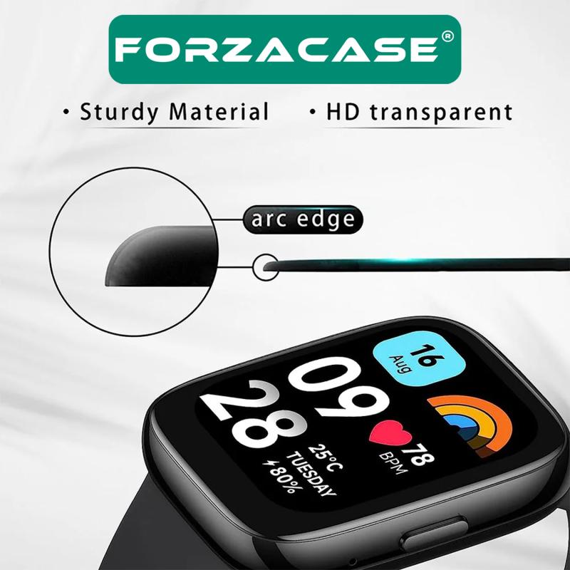 Forzacase Xiaomi Redmi Watch 3 için Çerçeveli Tam Kaplayan 3D Pet Ekran Koruyucu Film - FC016