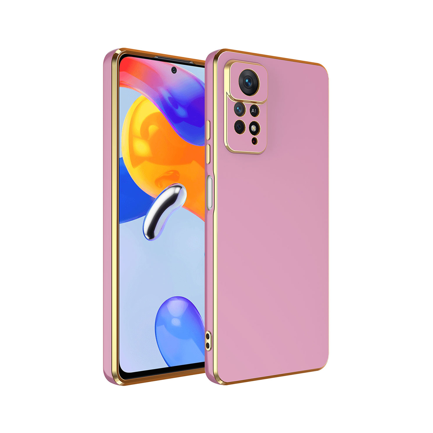 Forzacase Xiaomi Redmi Note 12 Pro 4G uyumlu Luxury Serisi Altın Çerçeveli Silikon Kılıf