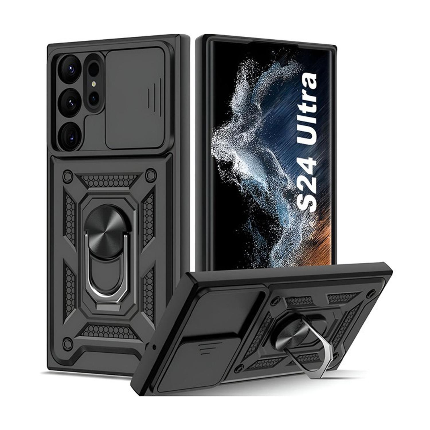 Forzacase Samsung Galaxy S24 Ultra uyumlu Ares Serisi Yüzük Stand Kamera Korumalı Sürgülü Sert Kılıf